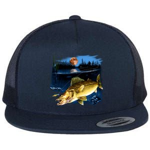 Walleye Moon Light Flat Bill Trucker Hat