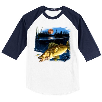 Walleye Moon Light Baseball Sleeve Shirt