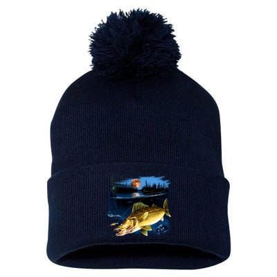 Walleye Moon Light Pom Pom 12in Knit Beanie