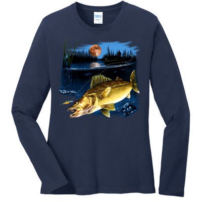 Walleye Moon Light Ladies Long Sleeve Shirt