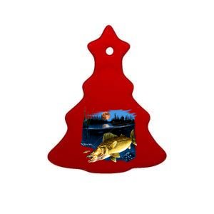 Walleye Moon Light Ceramic Tree Ornament