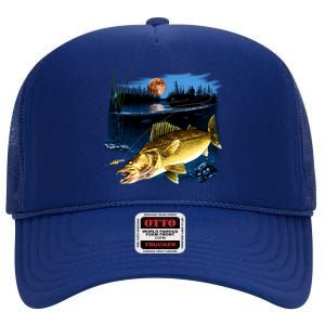 Walleye Moon Light High Crown Mesh Back Trucker Hat