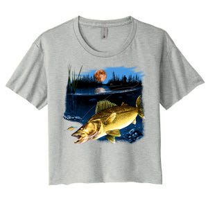 Walleye Moon Light Women's Crop Top Tee