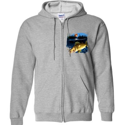 Walleye Moon Light Full Zip Hoodie