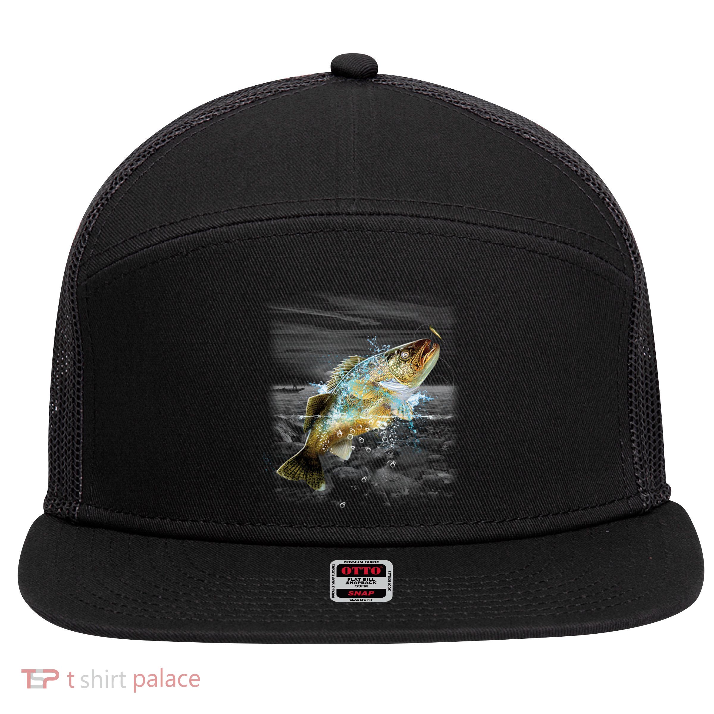 Walleye Wilderness - Fishing 7 Panel Mesh Trucker Snapback Hat