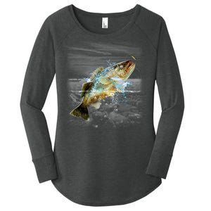 Walleye Wilderness - Fishing Women's Perfect Tri Tunic Long Sleeve Shirt