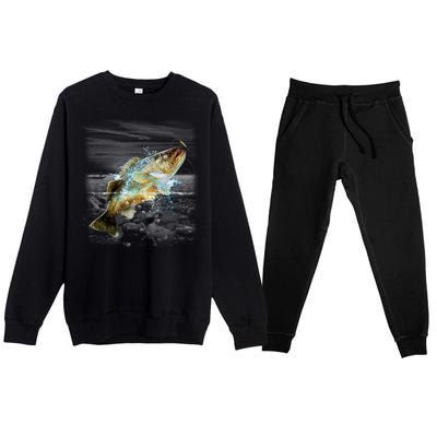 Walleye Wilderness - Fishing Premium Crewneck Sweatsuit Set