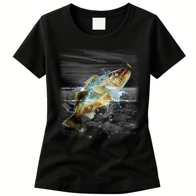 Walleye Wilderness - Fishing Womens T-Shirt