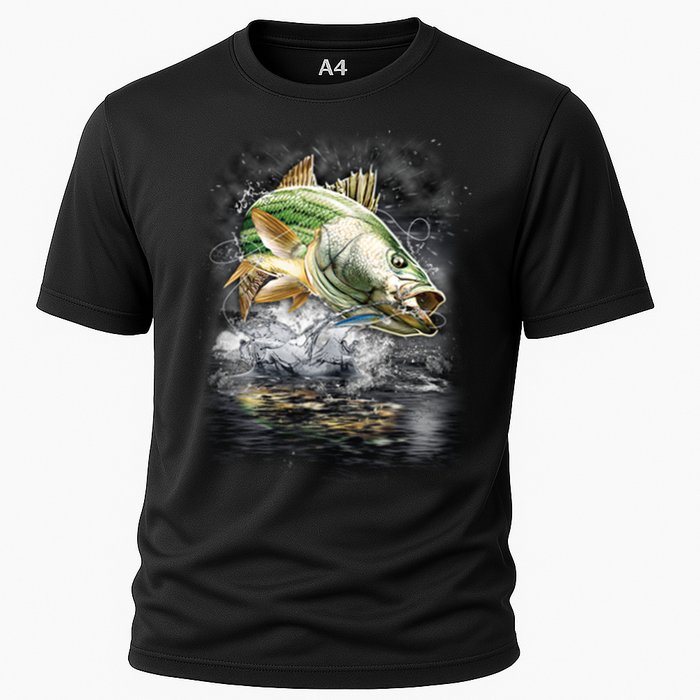 Walleye Wilderness - Fishing Jumping Fish Cooling Performance Crew T-Shirt