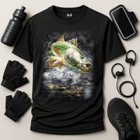 Walleye Wilderness - Fishing Jumping Fish Cooling Performance Crew T-Shirt