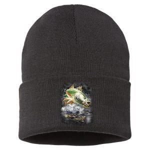 Walleye Wilderness - Fishing Jumping Fish Sustainable Knit Beanie