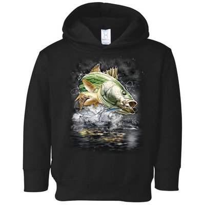 Walleye Wilderness - Fishing Jumping Fish Toddler Hoodie
