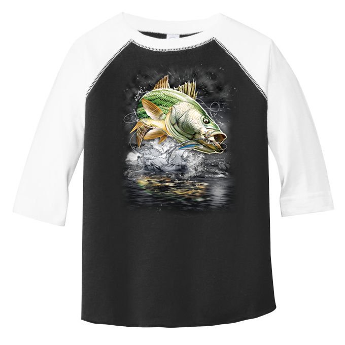 Walleye Wilderness - Fishing Jumping Fish Toddler Fine Jersey T-Shirt