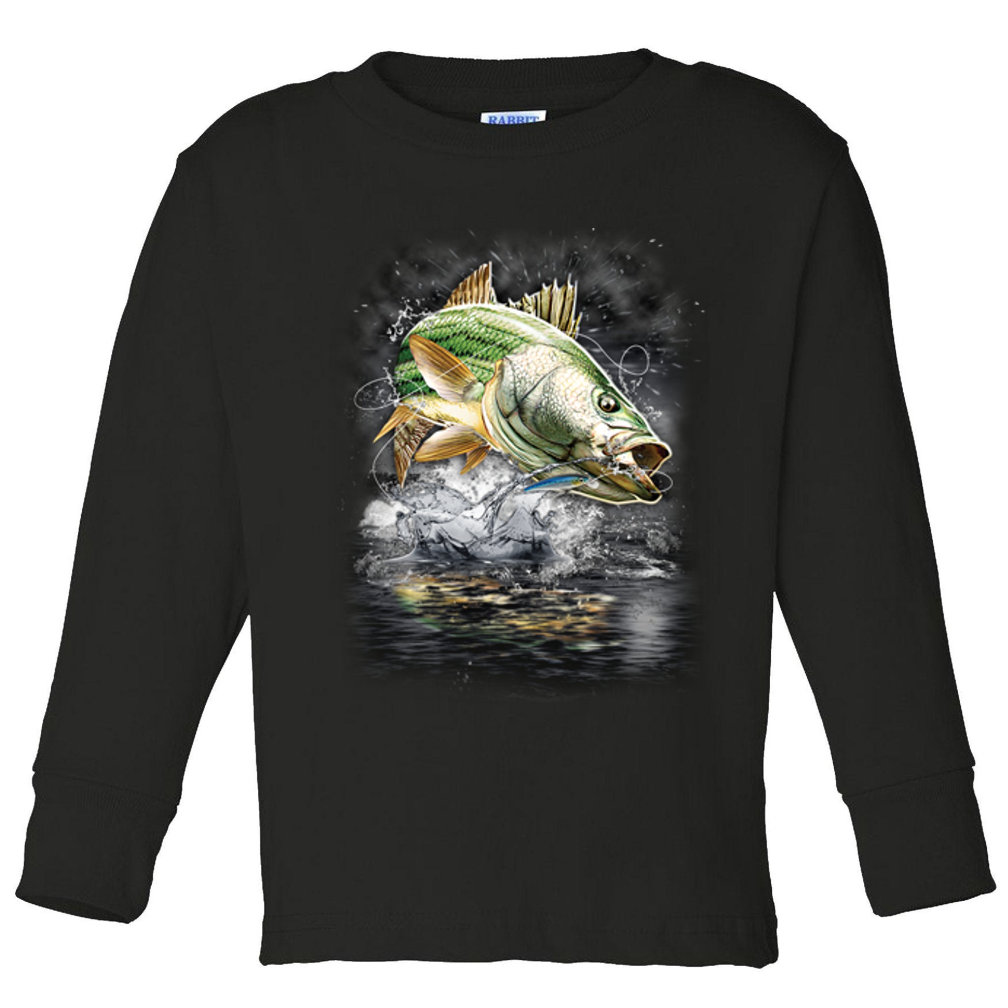 Walleye Wilderness - Fishing Jumping Fish Toddler Long Sleeve Shirt
