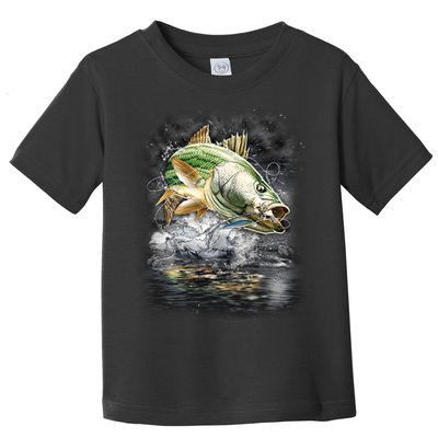 Walleye Wilderness - Fishing Jumping Fish Toddler T-Shirt