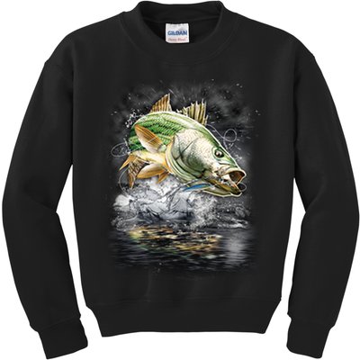 Walleye Wilderness - Fishing Jumping Fish Kids Sweatshirt