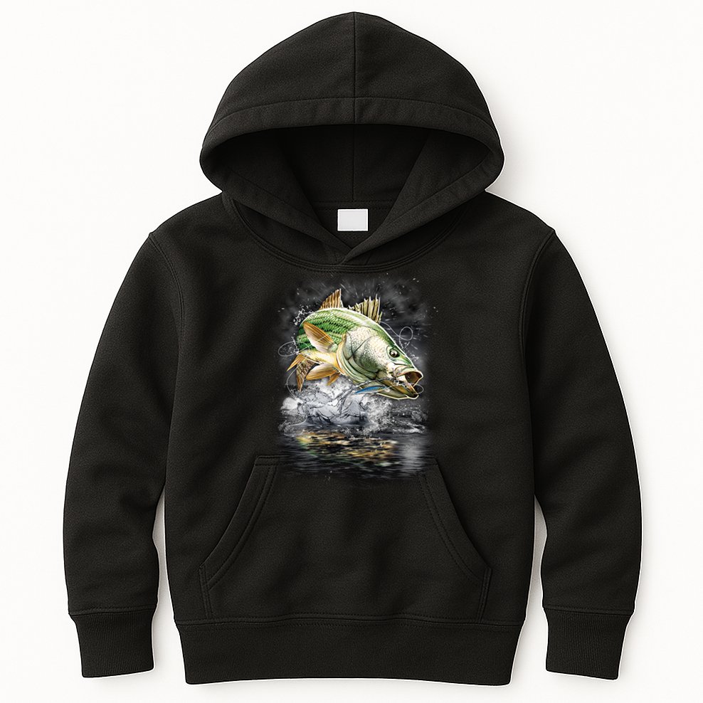 Walleye Wilderness - Fishing Jumping Fish Kids Hoodie
