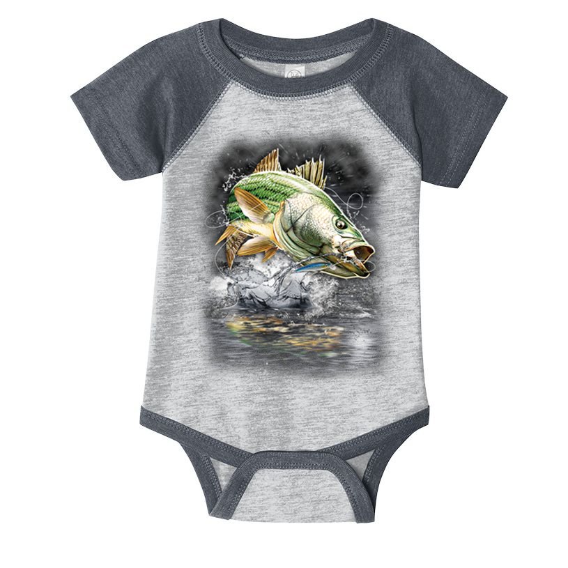 Walleye Wilderness - Fishing Jumping Fish Infant Baby Jersey Bodysuit