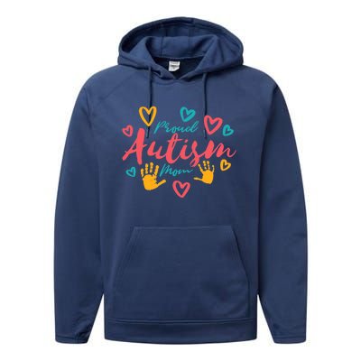 Wo Autism Mom Proud Autistic Pride Awareness Day Month Asperger Performance Fleece Hoodie