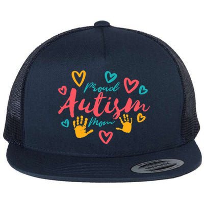 Wo Autism Mom Proud Autistic Pride Awareness Day Month Asperger Flat Bill Trucker Hat