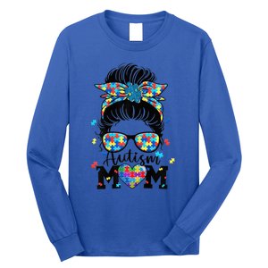 Wo Autism Mom Life Messy Bun Sunglasses Bandana Mother’s Day Long Sleeve Shirt