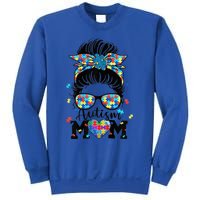 Wo Autism Mom Life Messy Bun Sunglasses Bandana Mother’s Day Sweatshirt