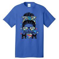 Wo Autism Mom Life Messy Bun Sunglasses Bandana Mother’s Day Tall T-Shirt