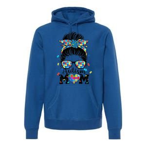 Wo Autism Mom Life Messy Bun Sunglasses Bandana Mother’s Day Premium Hoodie