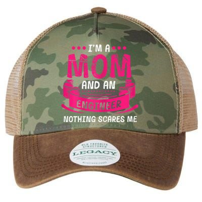 Womens A Mom And Engineer Nothing Scares Me Mechanical Funny Legacy Tie Dye Trucker Hat