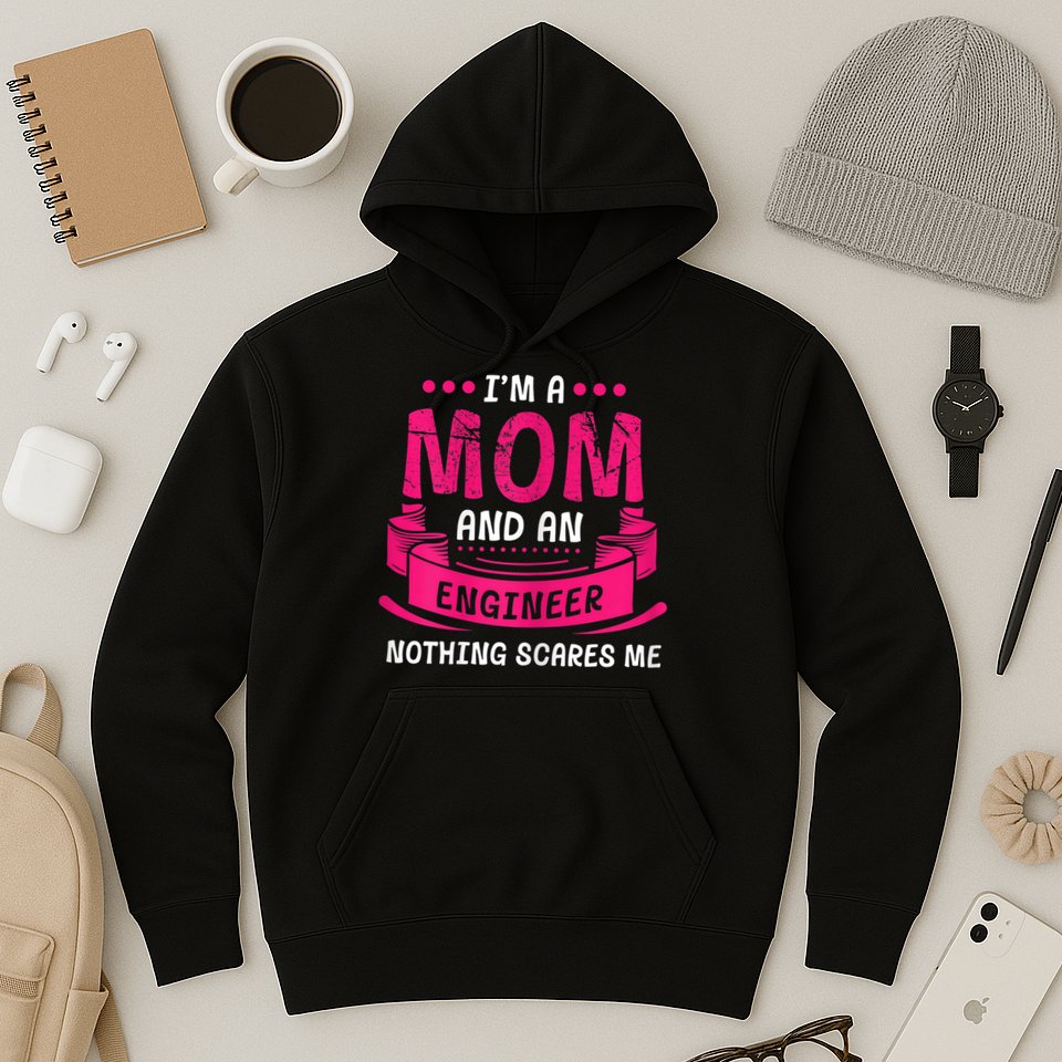 Womens A Mom And Engineer Nothing Scares Me Mechanical Funny Hoodie