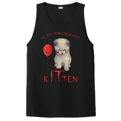 We All Meow Down Here Cat Kitten Clown Halloween Scary Cat PosiCharge Competitor Tank