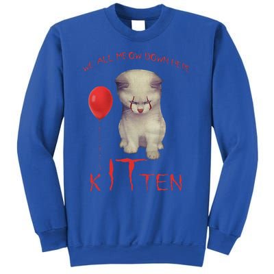 We All Meow Down Here Cat Kitten Clown Halloween Scary Cat Sweatshirt