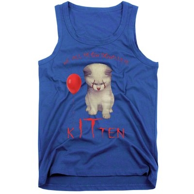 We All Meow Down Here Cat Kitten Clown Halloween Scary Cat Tank Top