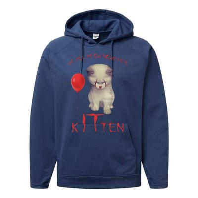 We All Meow Down Here Cat Kitten Clown Halloween Scary Cat Performance Fleece Hoodie