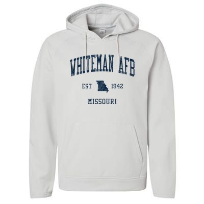 Whiteman Afb Mo Vintage Athletic Sports Performance Fleece Hoodie