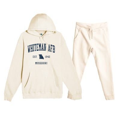 Whiteman Afb Mo Vintage Athletic Sports Premium Hooded Sweatsuit Set