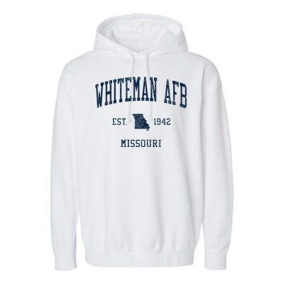 Whiteman Afb Mo Vintage Athletic Sports Garment-Dyed Fleece Hoodie