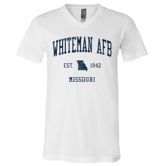 Whiteman Afb Mo Vintage Athletic Sports V-Neck T-Shirt