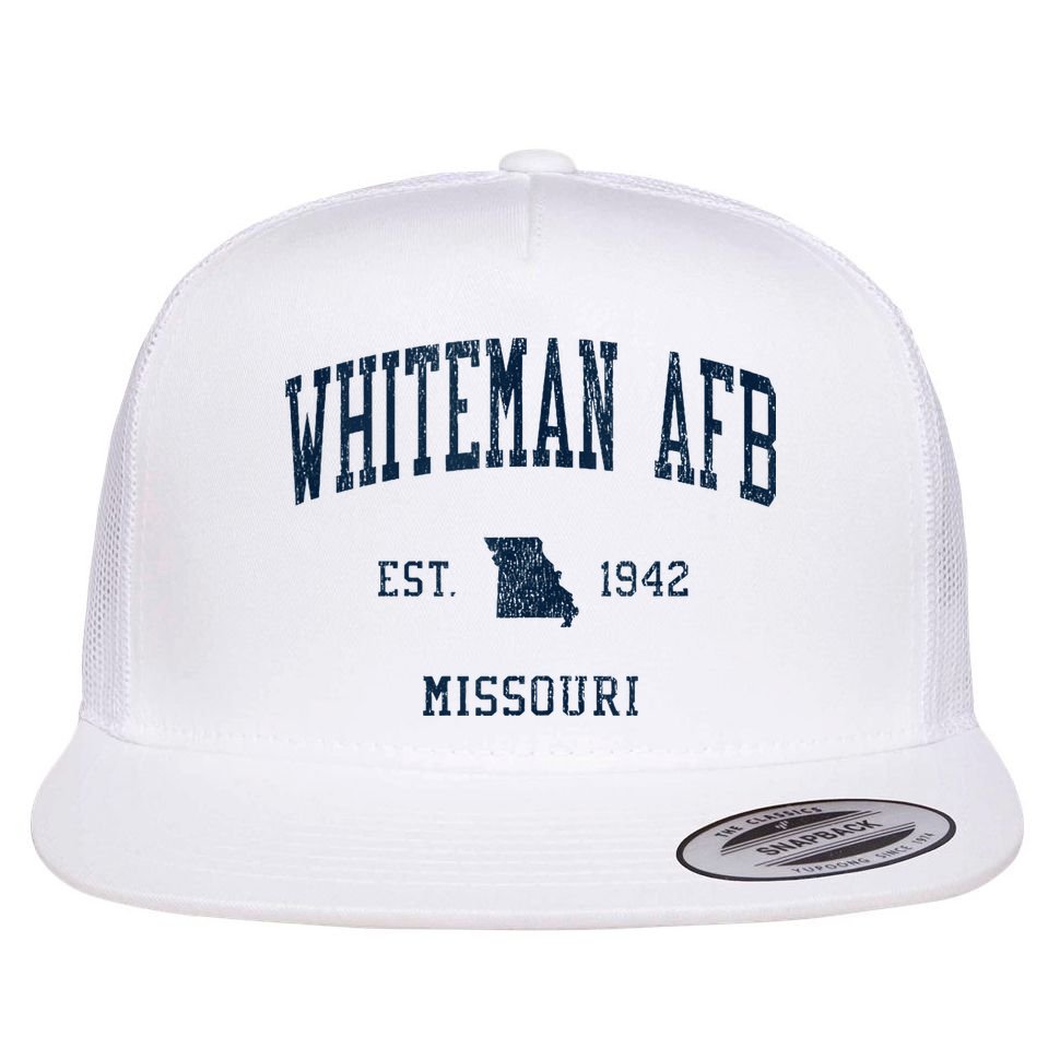 Whiteman Afb Mo Vintage Athletic Sports Flat Bill Trucker Hat