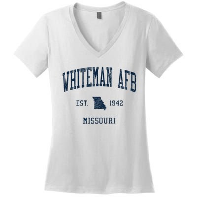 Whiteman Afb Mo Vintage Athletic Sports Women's V-Neck T-Shirt