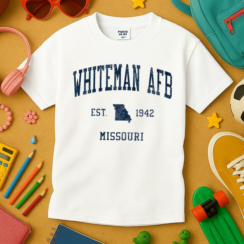 Whiteman Afb Mo Vintage Athletic Sports Kids T-Shirt