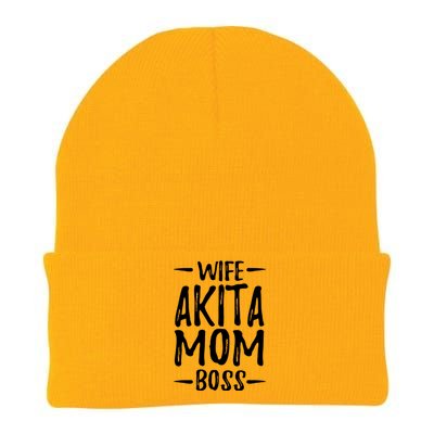 Wife Akita Mom Boss Funny Dog Mom Gift Idea Funny Gift Knit Cap Winter Beanie