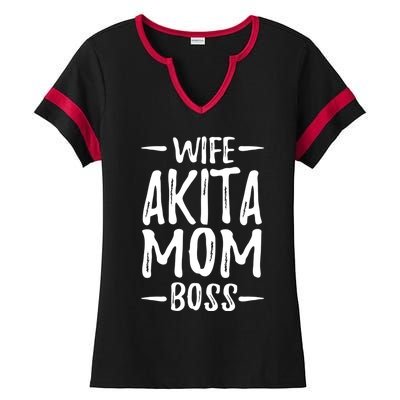 Wife Akita Mom Boss Funny Dog Mom Gift Idea Funny Gift Ladies Halftime Notch Neck Tee