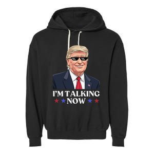 Wait A Minute Im Talking Trump Debate 2024 Sound Familiar Garment-Dyed Fleece Hoodie