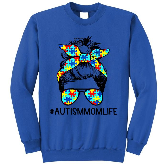 Wo Autism Mom Life Sunglass Hair Bun For Mom Mother Gift Sweatshirt