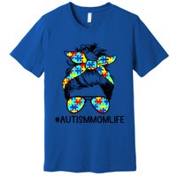 Wo Autism Mom Life Sunglass Hair Bun For Mom Mother Gift Premium T-Shirt