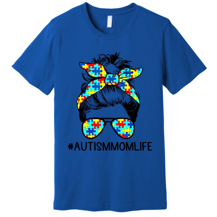 Wo Autism Mom Life Sunglass Hair Bun For Mom Mother Gift Premium T-Shirt