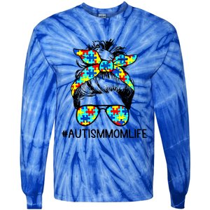 Wo Autism Mom Life Sunglass Hair Bun For Mom Mother Gift Tie-Dye Long Sleeve Shirt