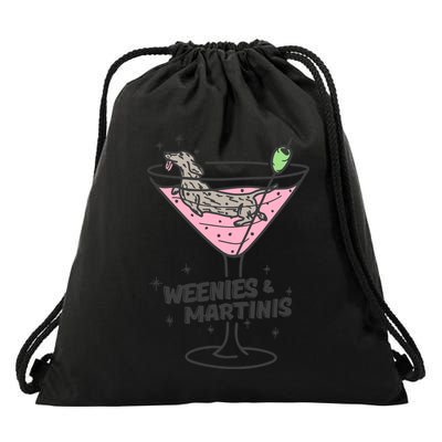 Weenies And Martini Weenie Dog Lover Drawstring Bag