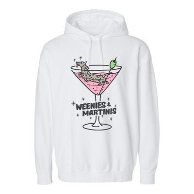 Weenies And Martini Weenie Dog Lover Garment-Dyed Fleece Hoodie